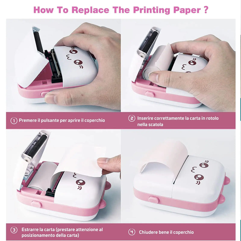 Mini impressora térmica - Portátil  - Etiqueta e  Fotográfica - CatPrinter